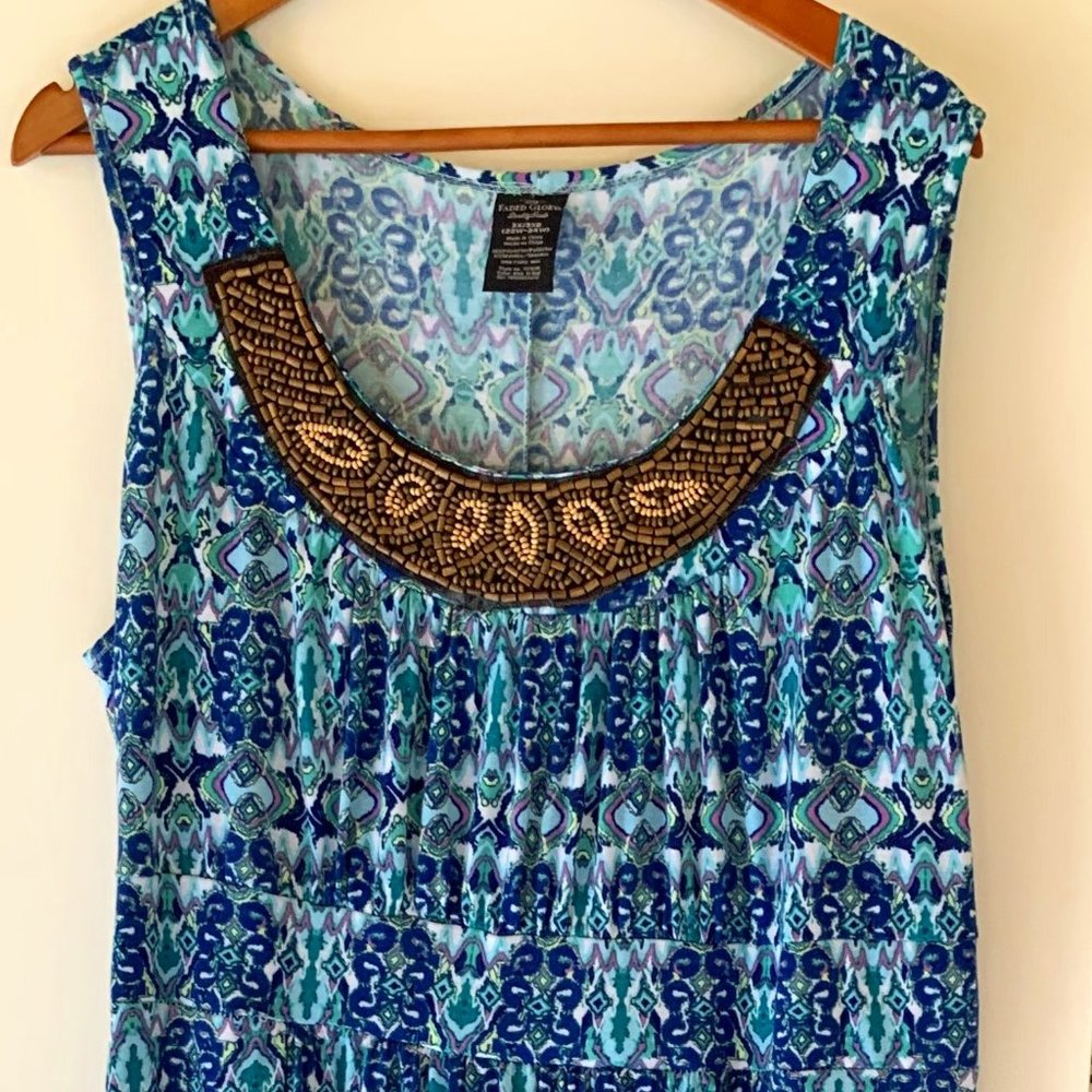 Faded Glory long casual knit dress with beeded neckline.  Size 3X